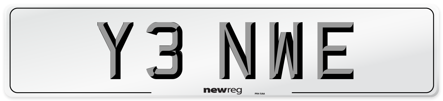 Y3 NWE Number Plate from New Reg